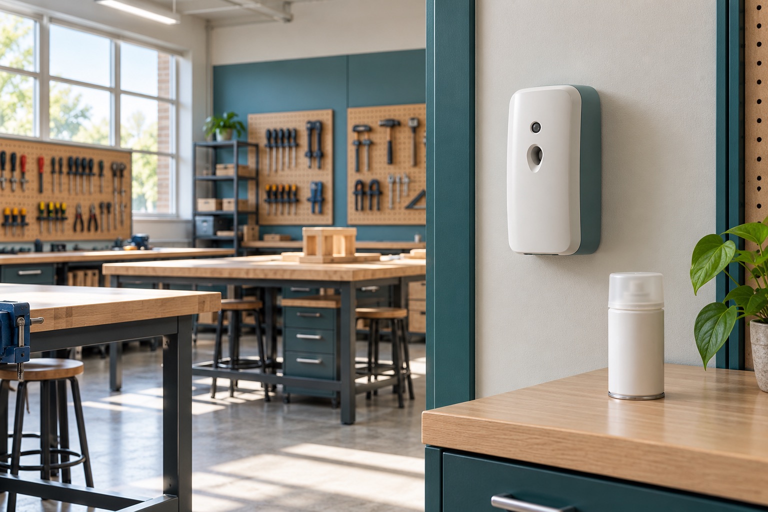 Un distributeur mural compact pour l’air ambiant et une recharge scellée