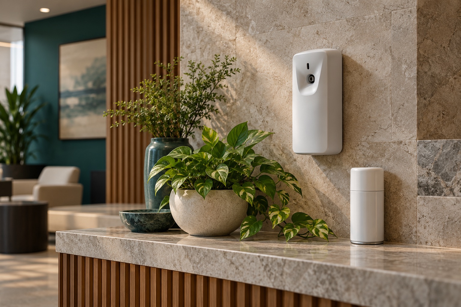 Un distributeur mural compact pour l’air ambiant et une recharge scellée